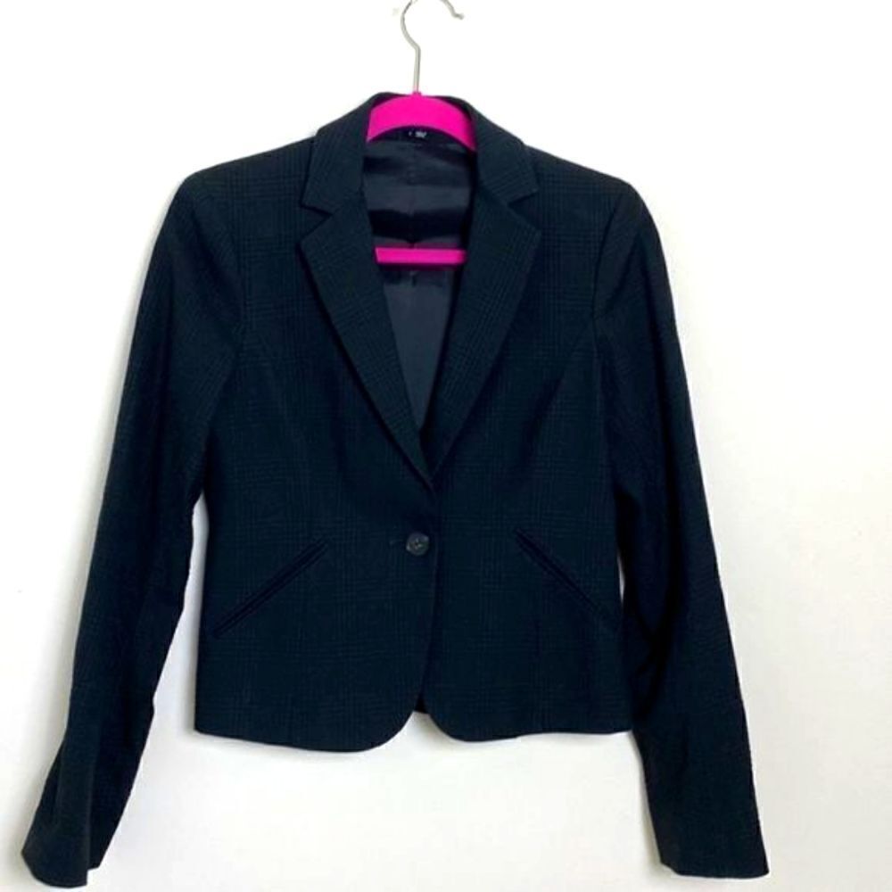 Theory Blazer Jacket Black on Black Plaid  Sz 6